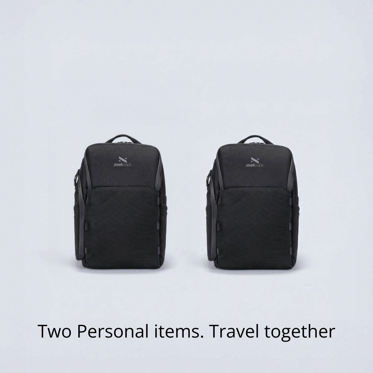 Zeeksack 2 × The Underseat 15L (svart) – produktene vist sammen som et sett.