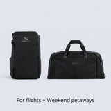 Zeeksack The Organizer 30L + The Weekender 50L (svart) – produktene vist sammen som et sett.